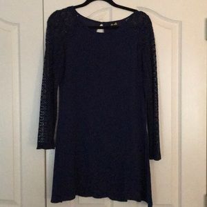 Navy Long Sleeve Party Dress